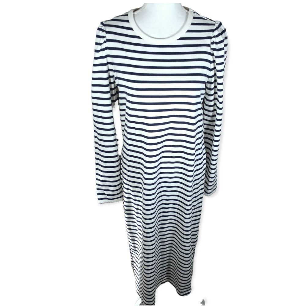Universal Thread Navy and White Striped Long Sleeve Midi Dress